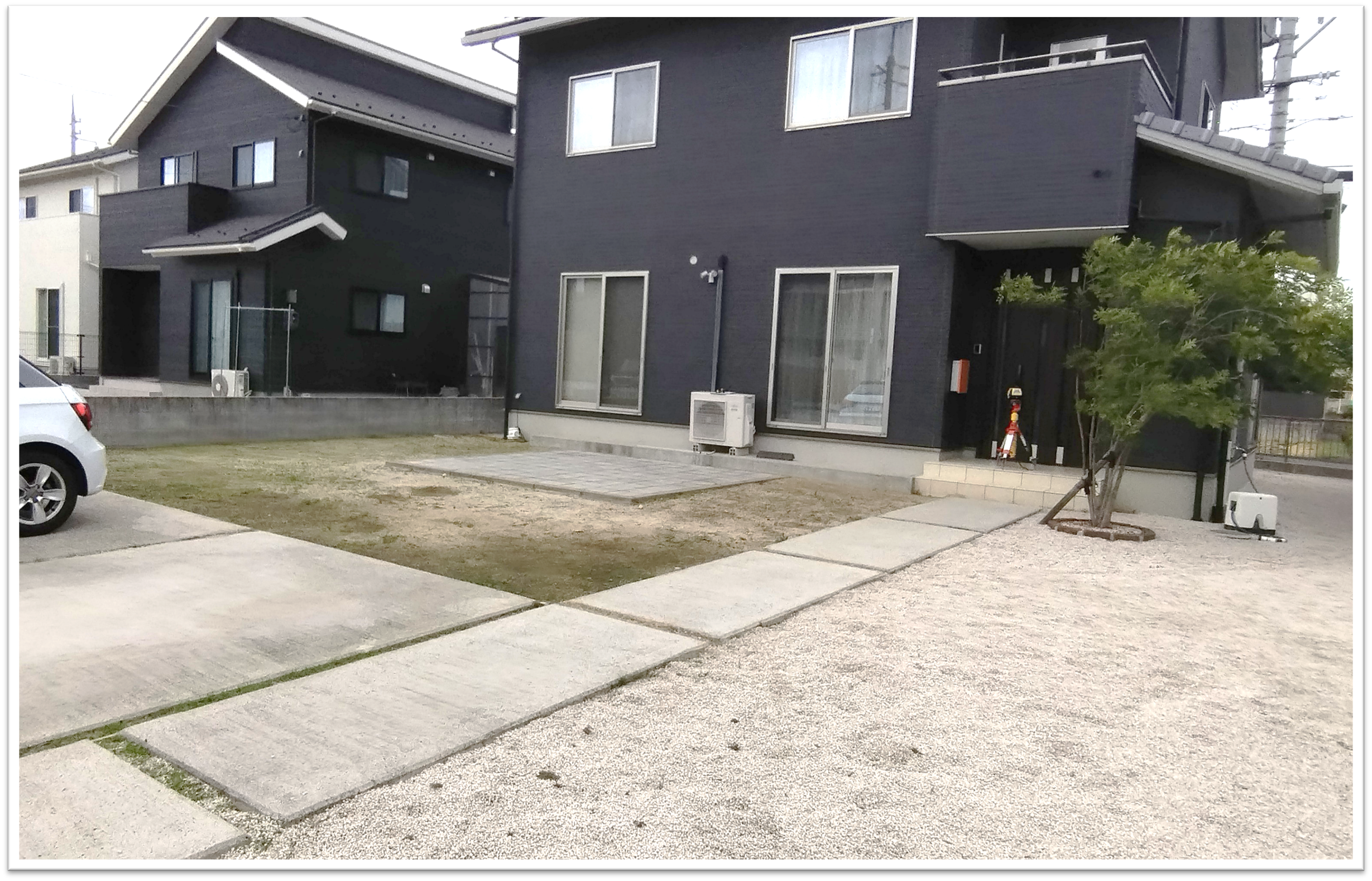 出雲市 外構リフォーム前の駐車場全景