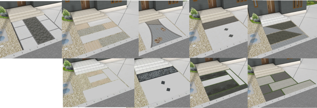 出雲市 エクステリア施工 デザイン性の高い玄関前アプローチ」